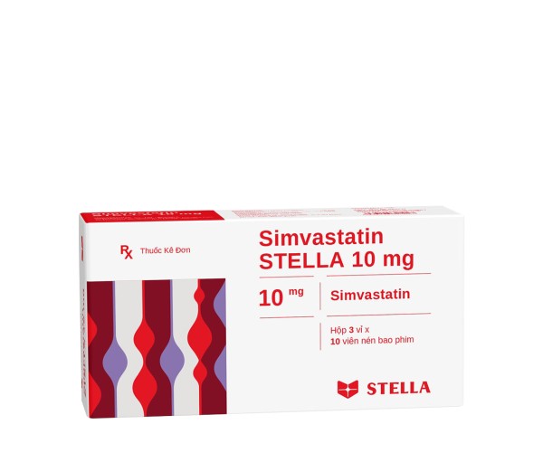 Thuốc trị mỡ máu Simvastatin Stella 10mg (3 vỉ x 10 viên/hộp)